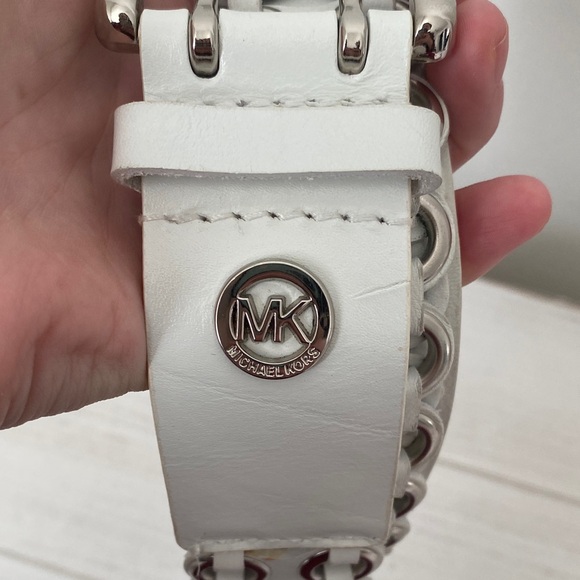 Michael Kors Ivory Braided Belt with Silver Buckle - Picture 2 of 6